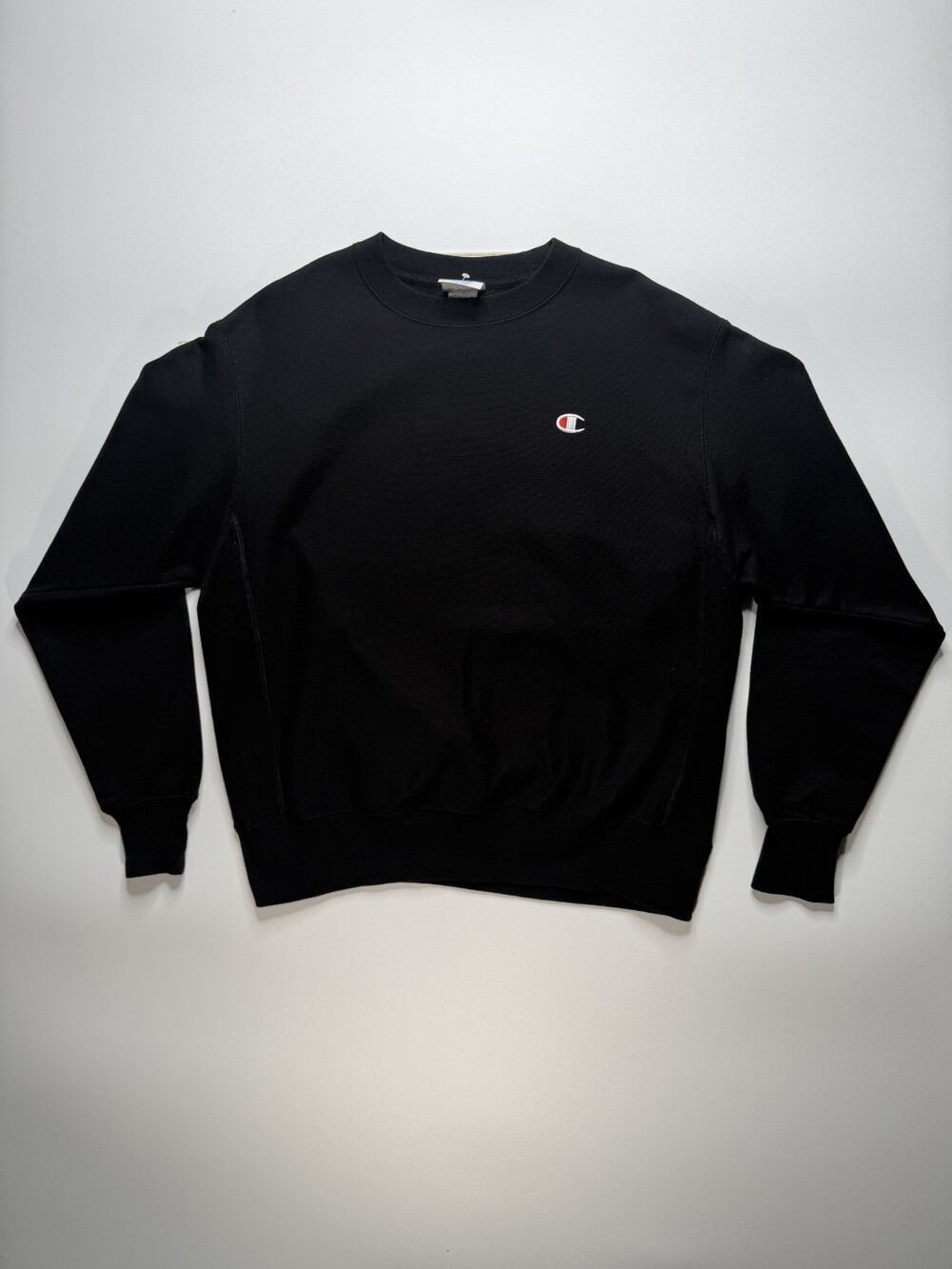 Champion Reverse Weave Sweatshirt Mens Large Black Crewneck C Logo Heavyweight